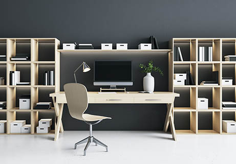 Einrichtung-Kleines-Büro-Regal-Schreibtisch Einrichtung-Kleines-Büro-Regal-Schreibtisch
